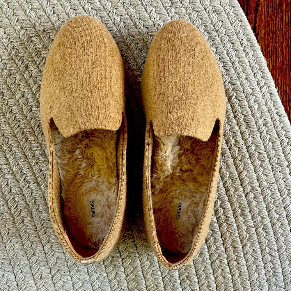 Birdies flats, tan/camel, loafer style.